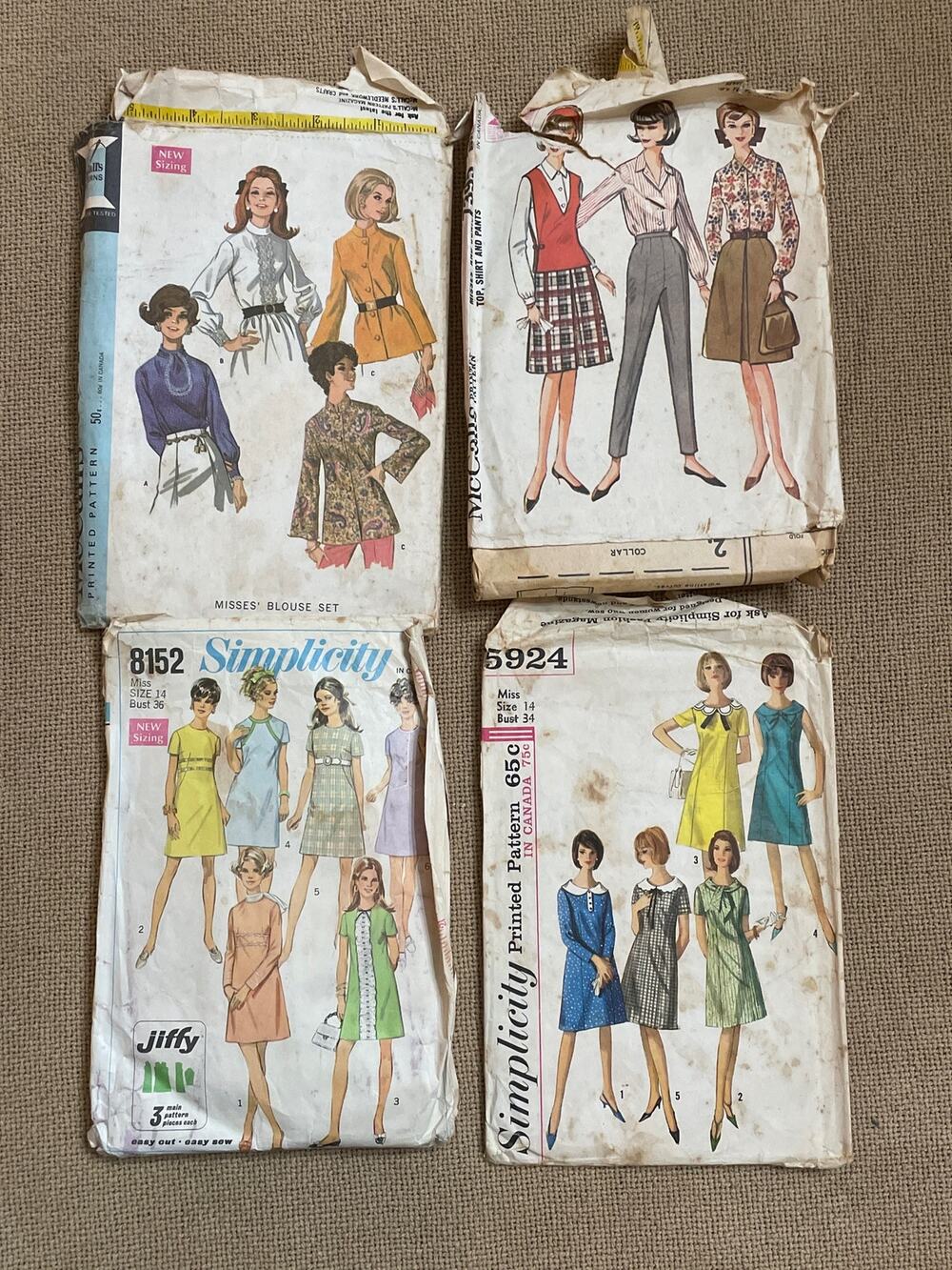 Vintage patterns Women’s Size 14 from the 60’s DIY